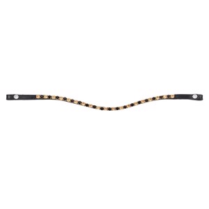 Montar Gebogenes Stirnband schwarzes Leder Mighty schwarz golden 