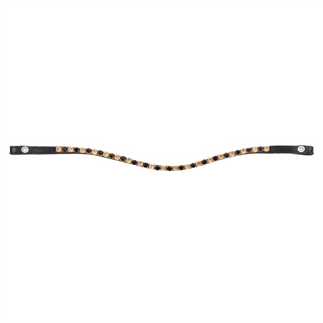 Montar Gebogenes Stirnband schwarzes Leder Mighty schwarz golden 