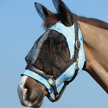 Weatherbeeta Deluxe Eye Saver Fliegenmaske mit Ohren und Loch für Stirnband Seepferdchen Print