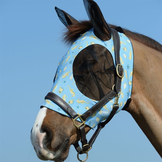 Weatherbeeta fliegenschutz Deluxe mit Ohr- und Stirnbandloch Sea Horse Print