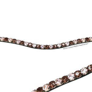Montar Gebogenes Stirnband schwarzes Leder Mighty Peach braun